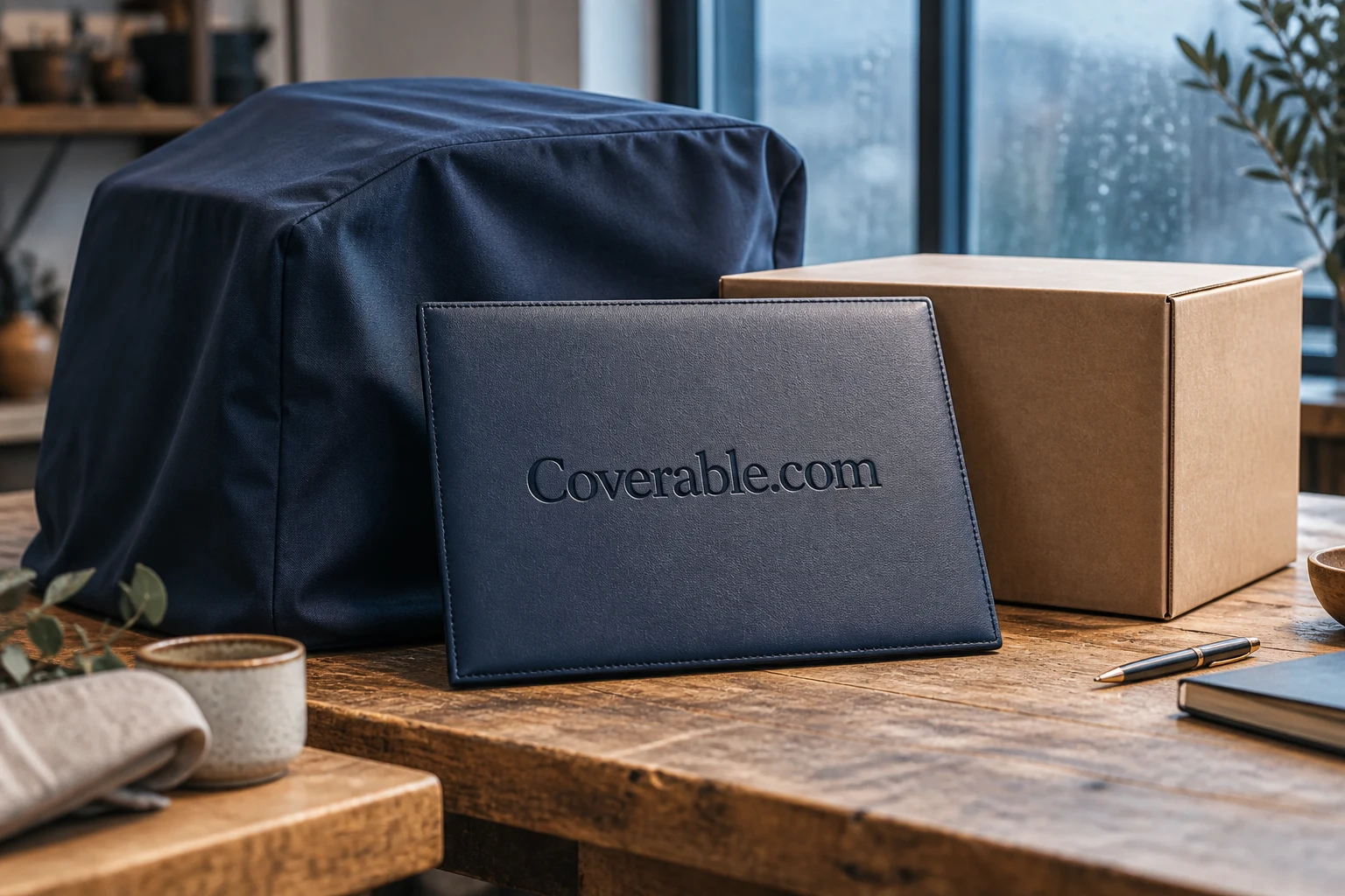 Coverable.com branding among useful protective materials and everyday objects